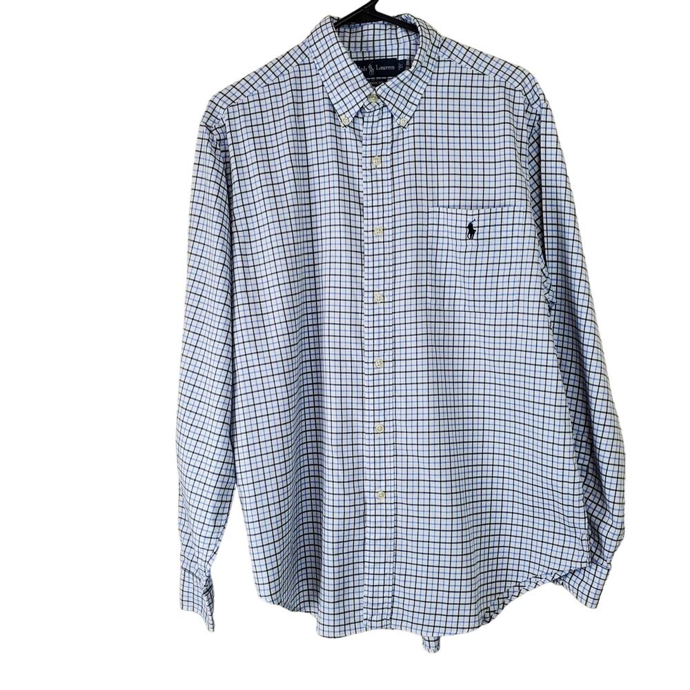 Men's 100% Cotton Ralph Lauren Button Down Plaid Classic Fit Shirt | Size Large - Picture 3 of 9